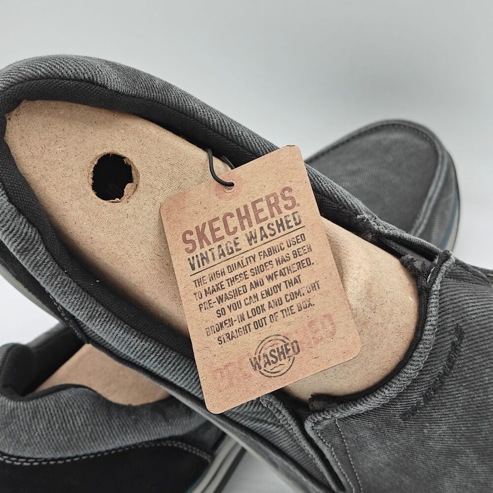 Skechers Expected Avillo Shoes Men’s Slip-On Casual Vintage Washed Black Size 14 - Picture 7 of 16